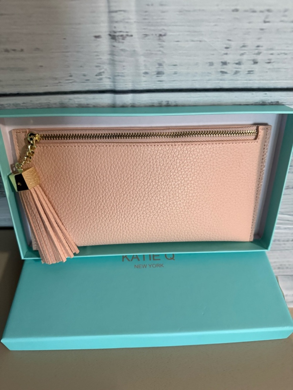 Blush Pink Tassel Zip clutch